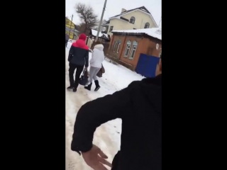 threw a girl into a snowdrift - [funny caucasians]